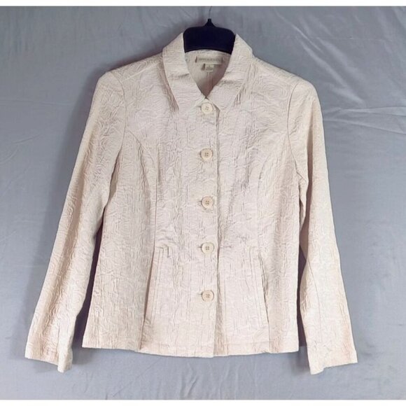 Embossed Appleseeds Blazer Off-White Floral Cottage Core Boho Shabby Chic Career - Picture 1 of 13